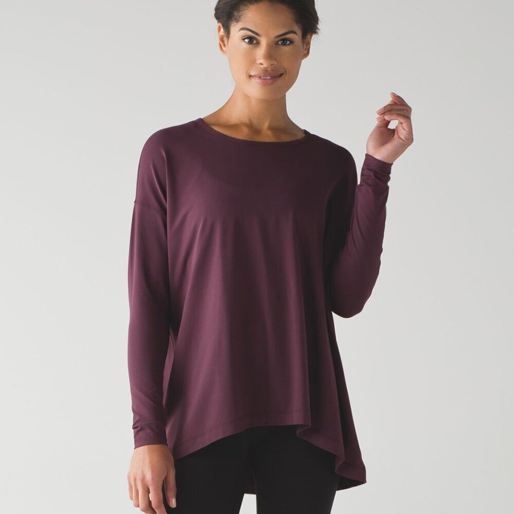 Lululemon City Bound Long Sleeve Shirt Bordeaux Drama 12
